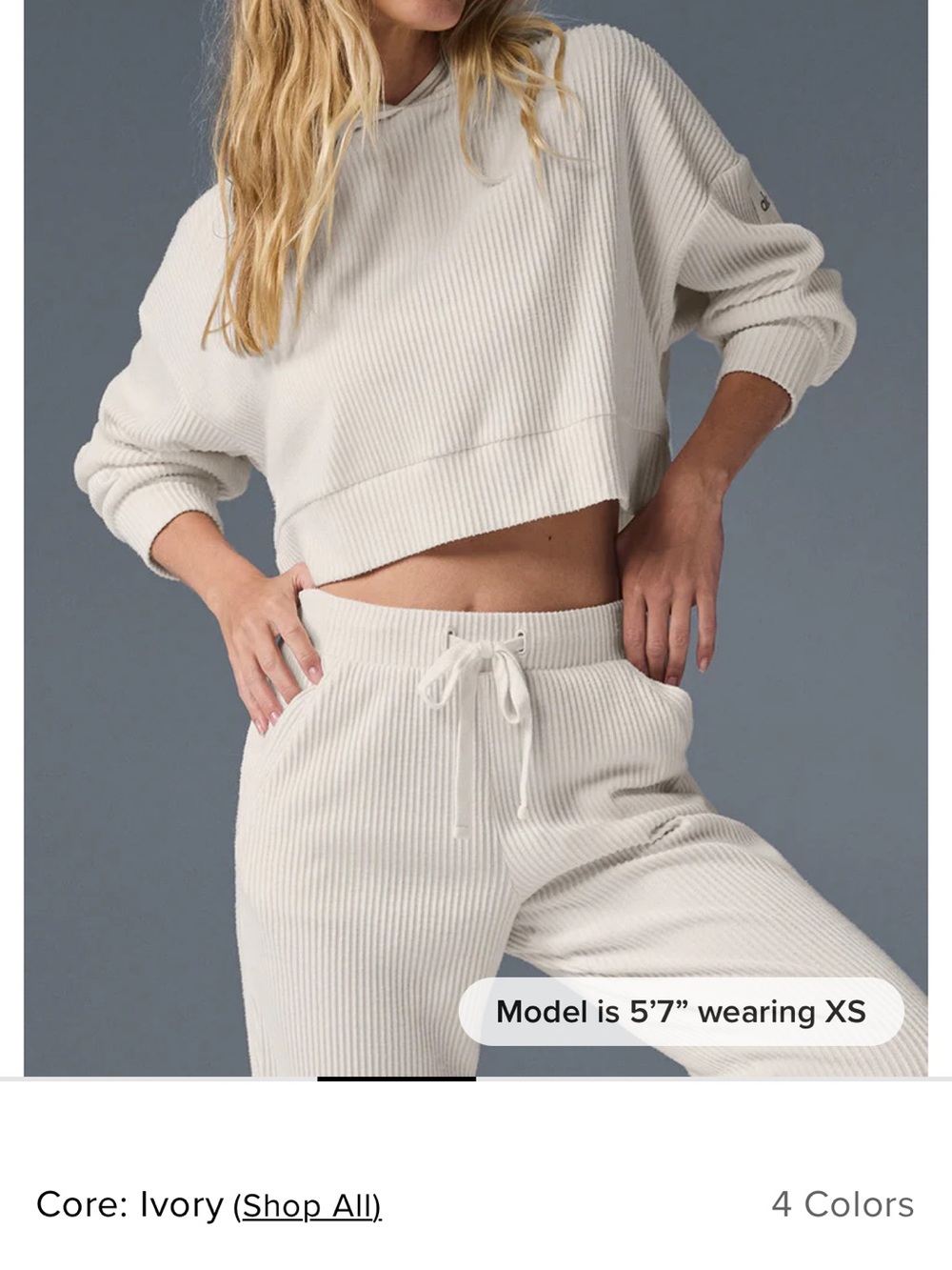 Cozy Ribbed Hooded Lounge Set - ivory size M - Picture 2 of 5